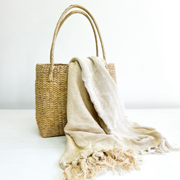 Sahara Dusk Throw - Cream /White Stripes